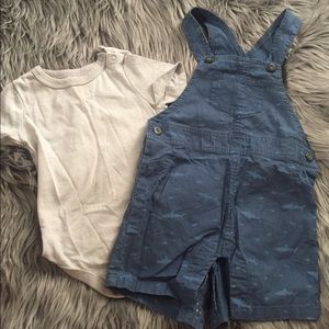 2 piece romper set - Shark print 6-9M